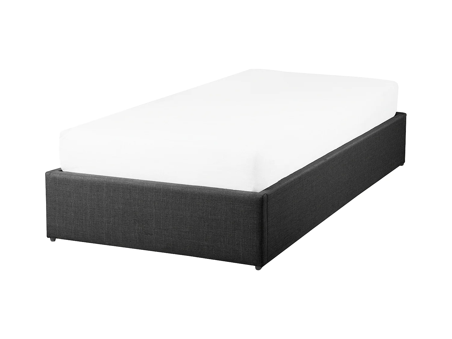 Lit ottoman sans tête de lit Tissu DINAN 90 x 200 cm Gris foncé