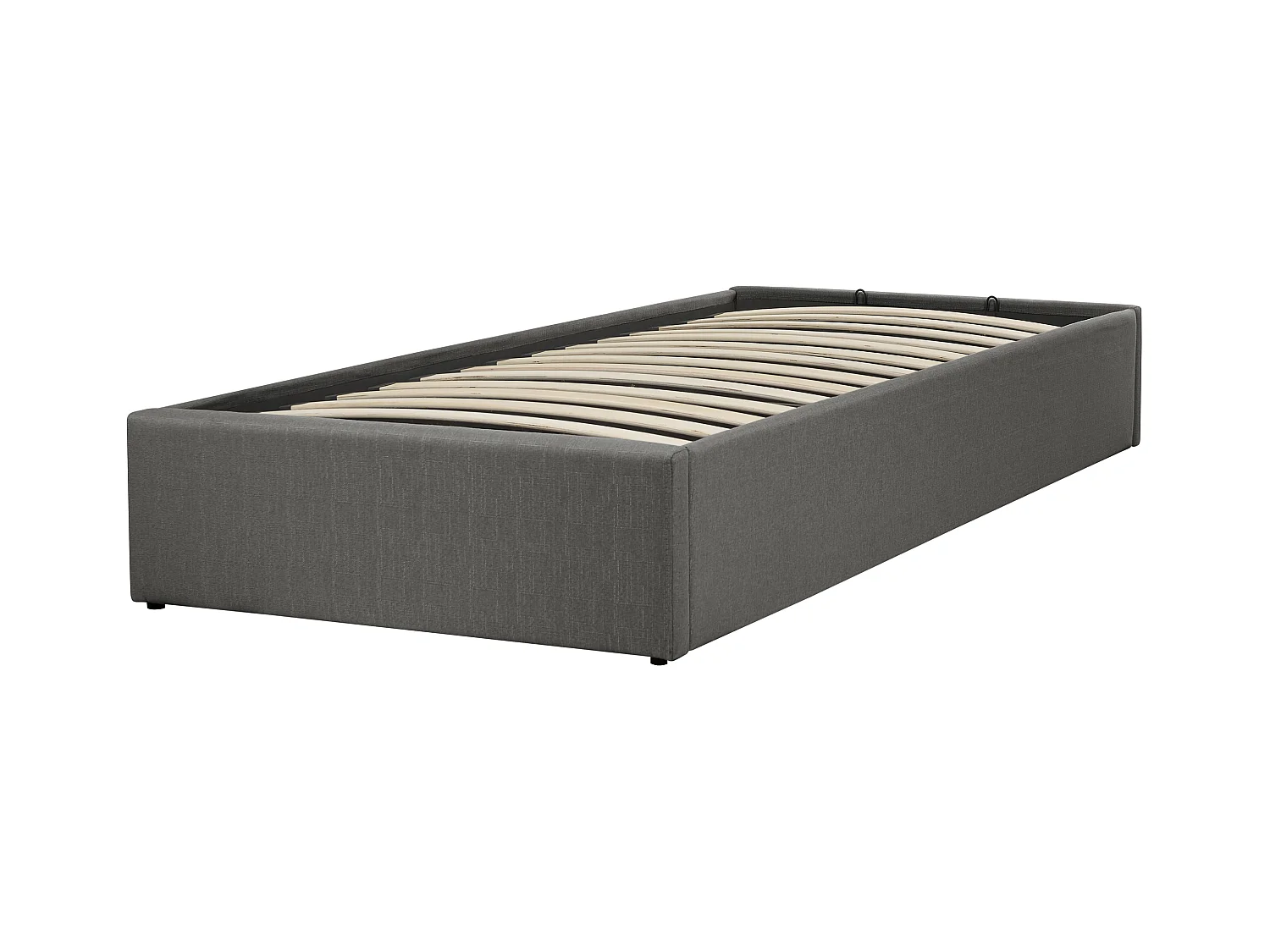 Lit ottoman sans tête de lit Tissu DINAN 90 x 200 cm Gris foncé