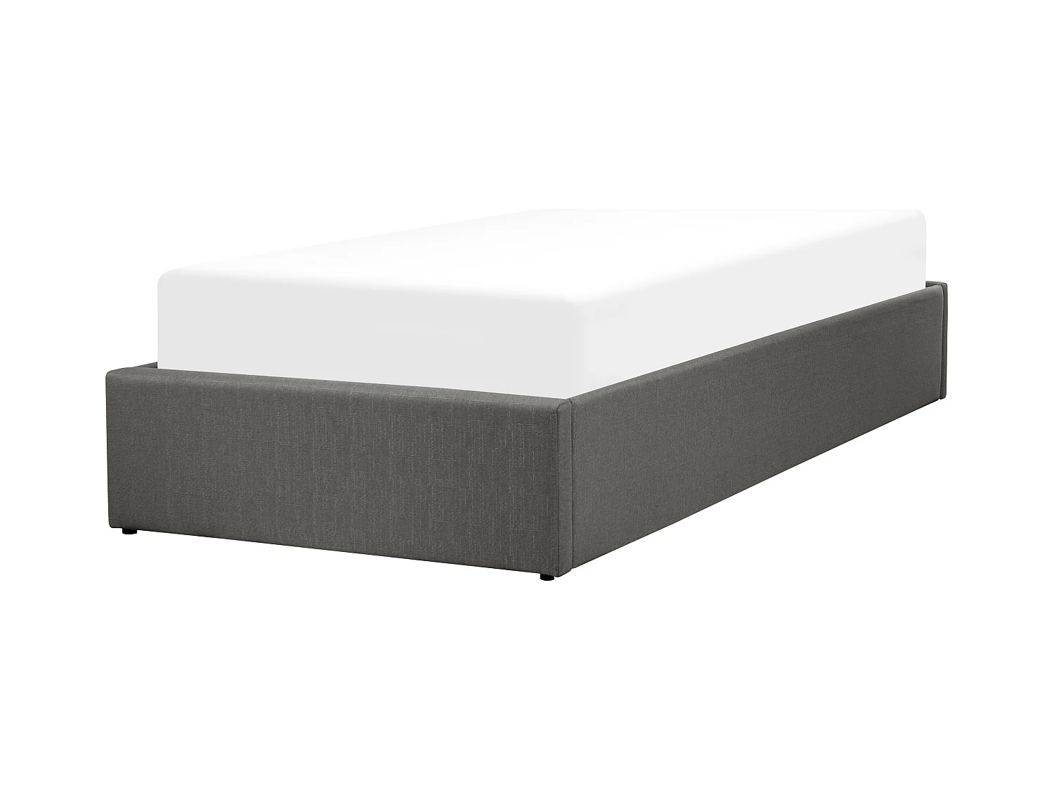 Lit ottoman sans tête de lit Tissu DINAN 90 x 200 cm Gris foncé