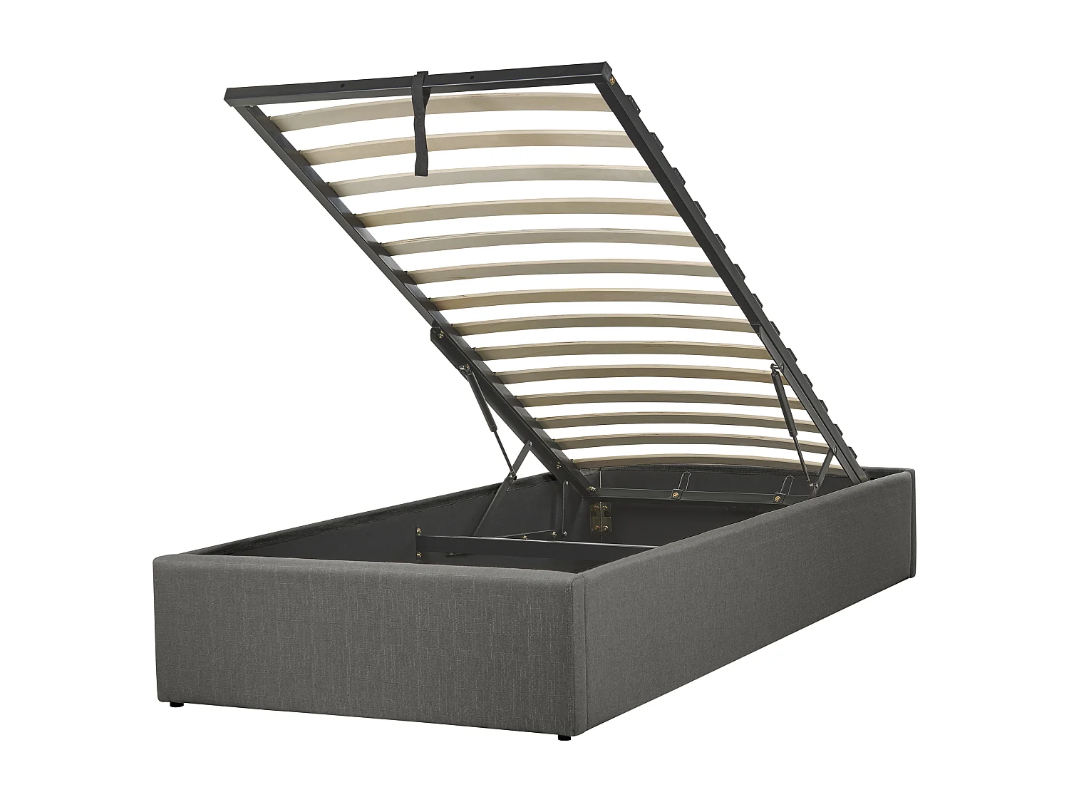 Lit ottoman sans tête de lit Tissu DINAN 90 x 200 cm Gris foncé