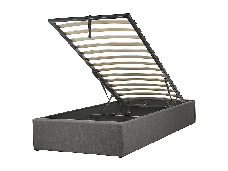 Lit ottoman sans tête de lit Tissu DINAN 90 x 200 cm Gris foncé