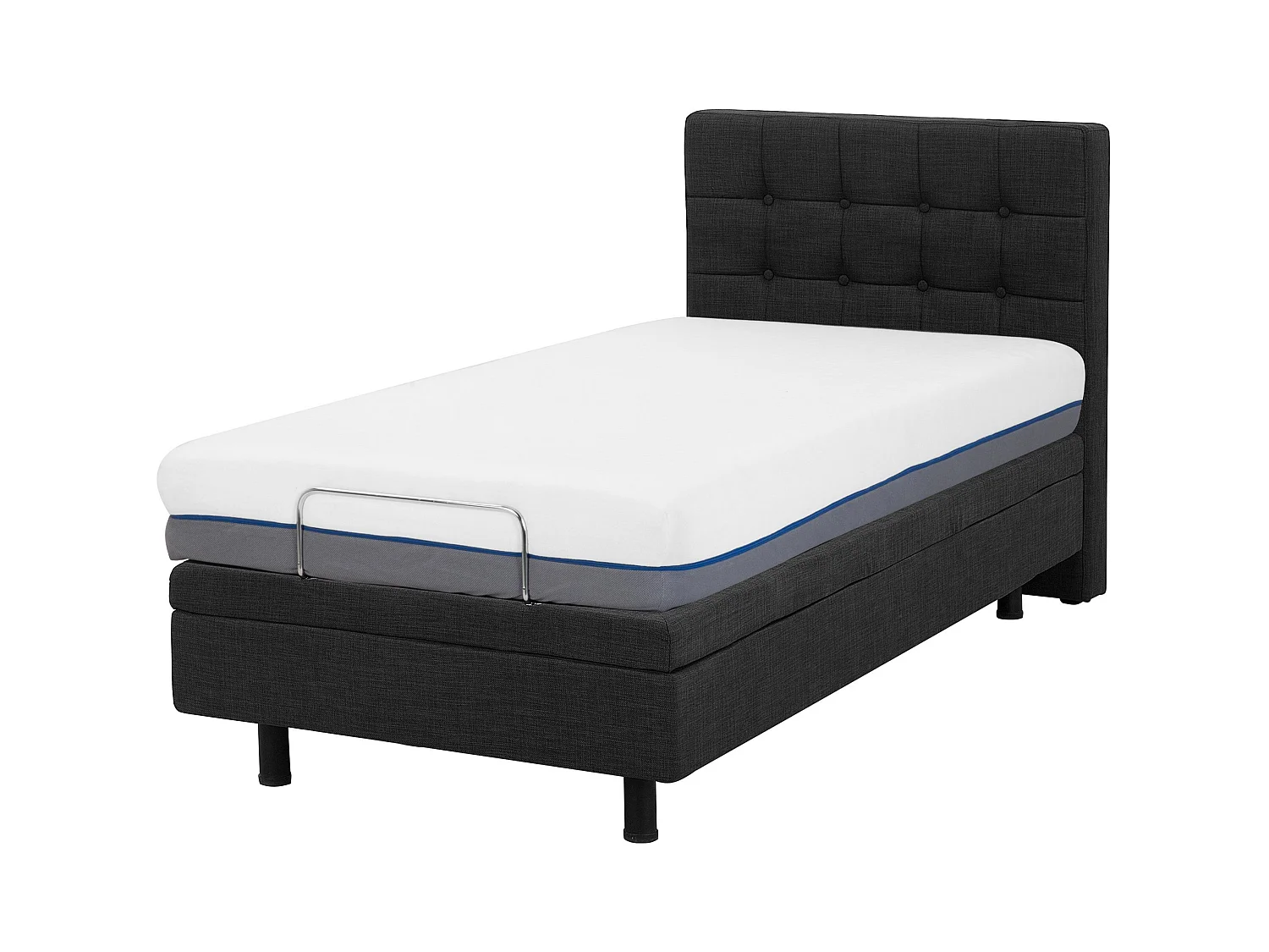 Lit réglable Tissu DUKE 90 x 200 cm Gris foncé