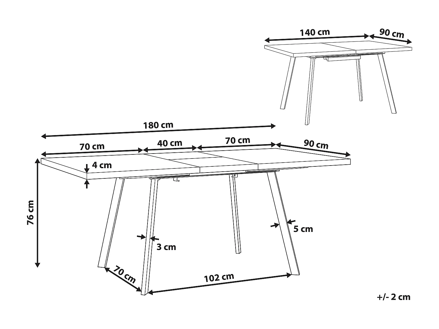 Table de salle à manger extensible HARLOW Marron foncé 140/180 cm 90 cm