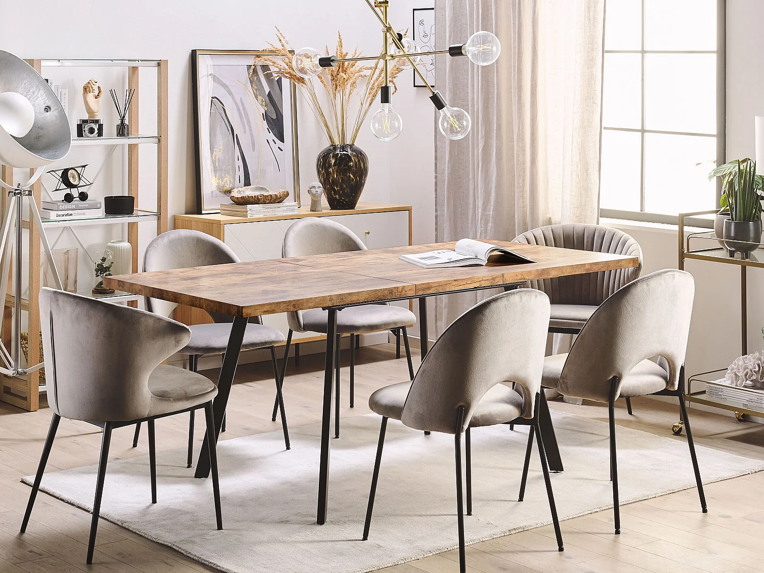 Table de salle à manger extensible HARLOW Marron foncé 140/180 cm 90 cm