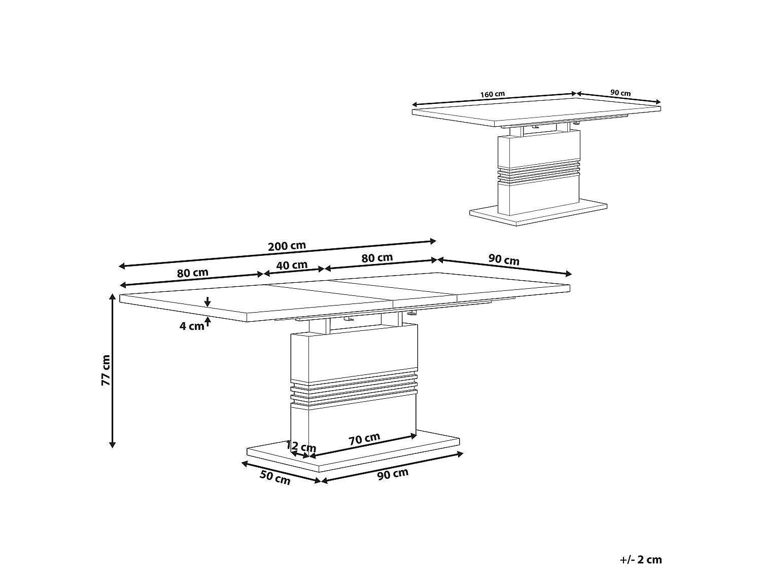 Table de salle à manger extensible SANTANA Blanc 160/200 cm 90 cm