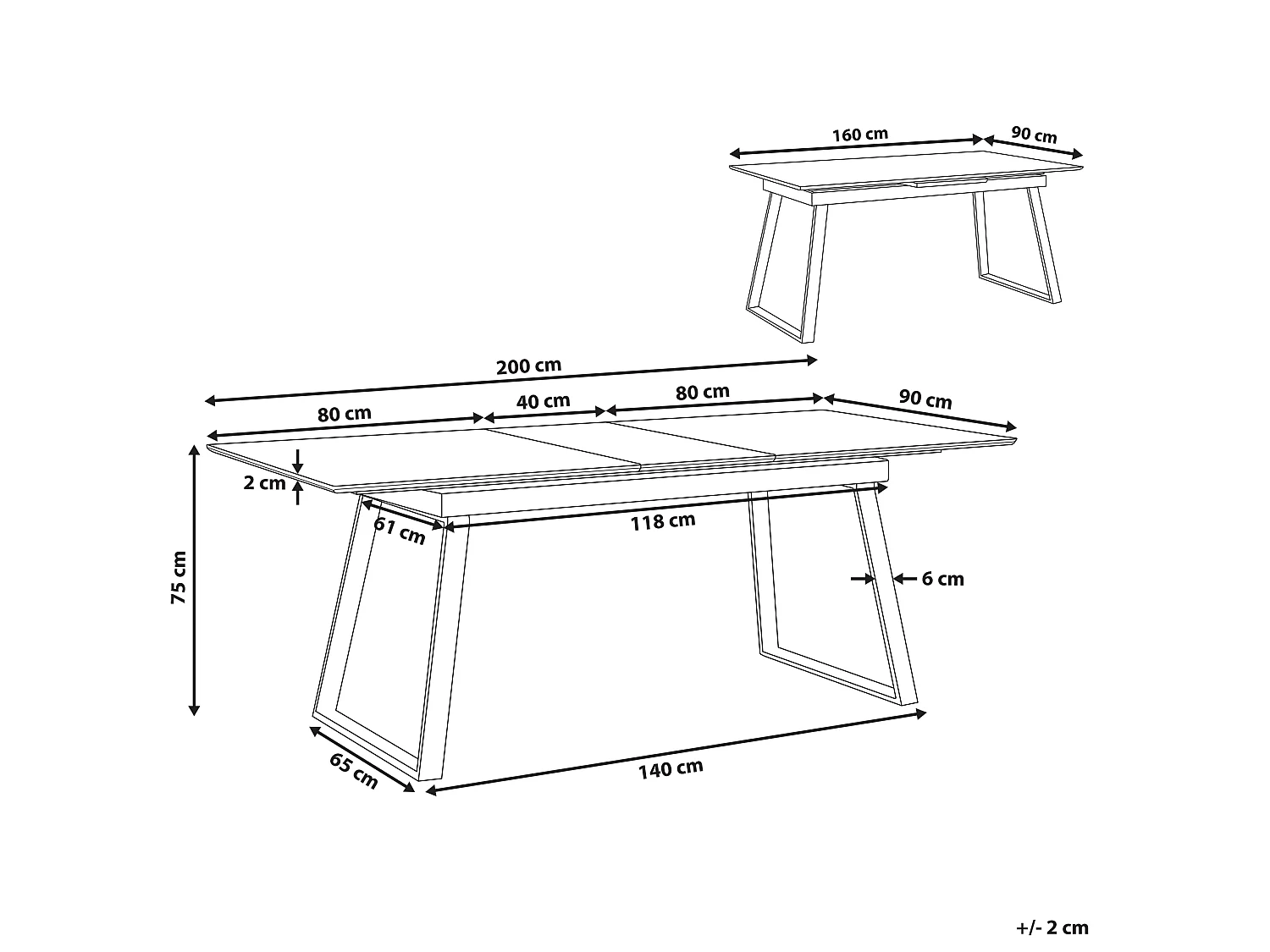 Eettafel uitschuifbaar KALUNA Wit 160/200 cm 90 cm