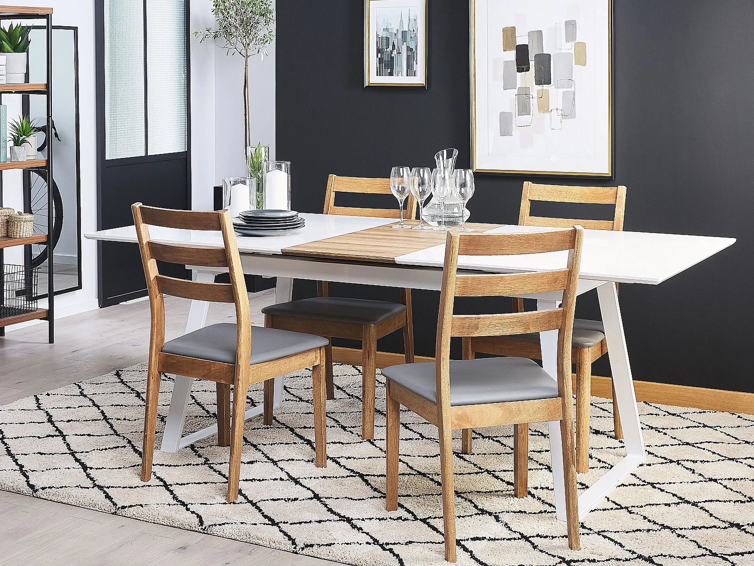 Mesa de comedor extensible KALUNA Blanco 160/200 cm 90 cm