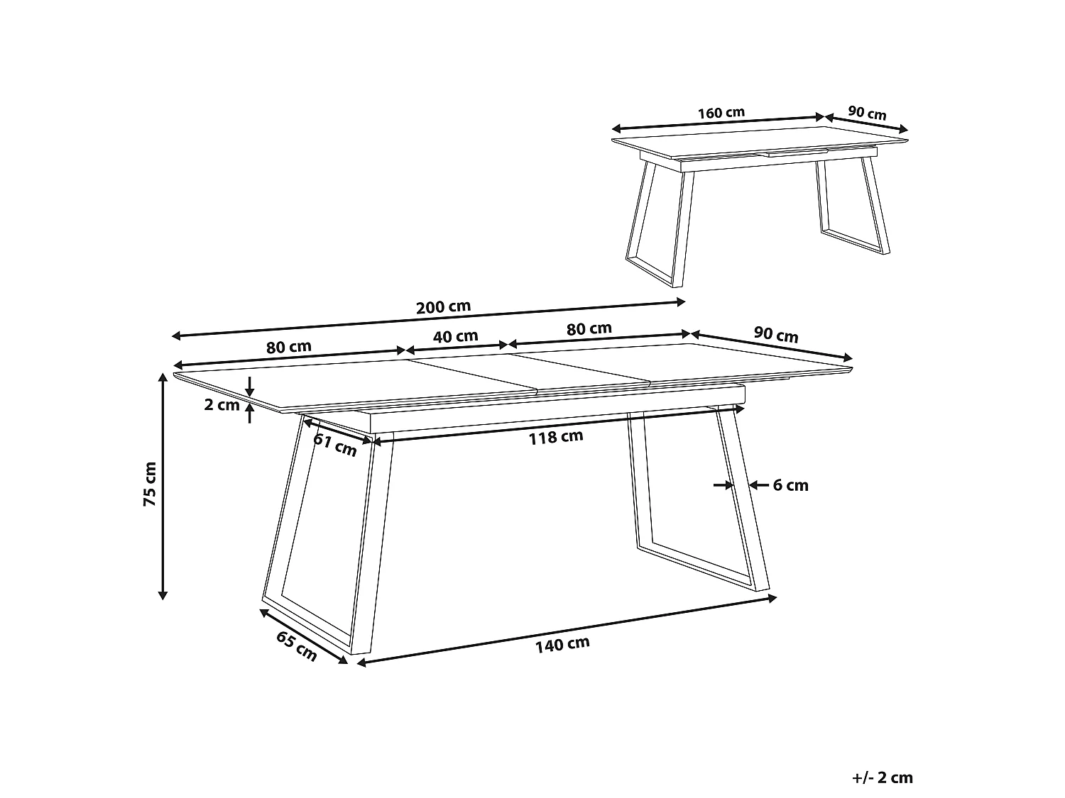 Tavolo da pranzo estensibile KALUNA Bianco 160/200 cm 90 cm