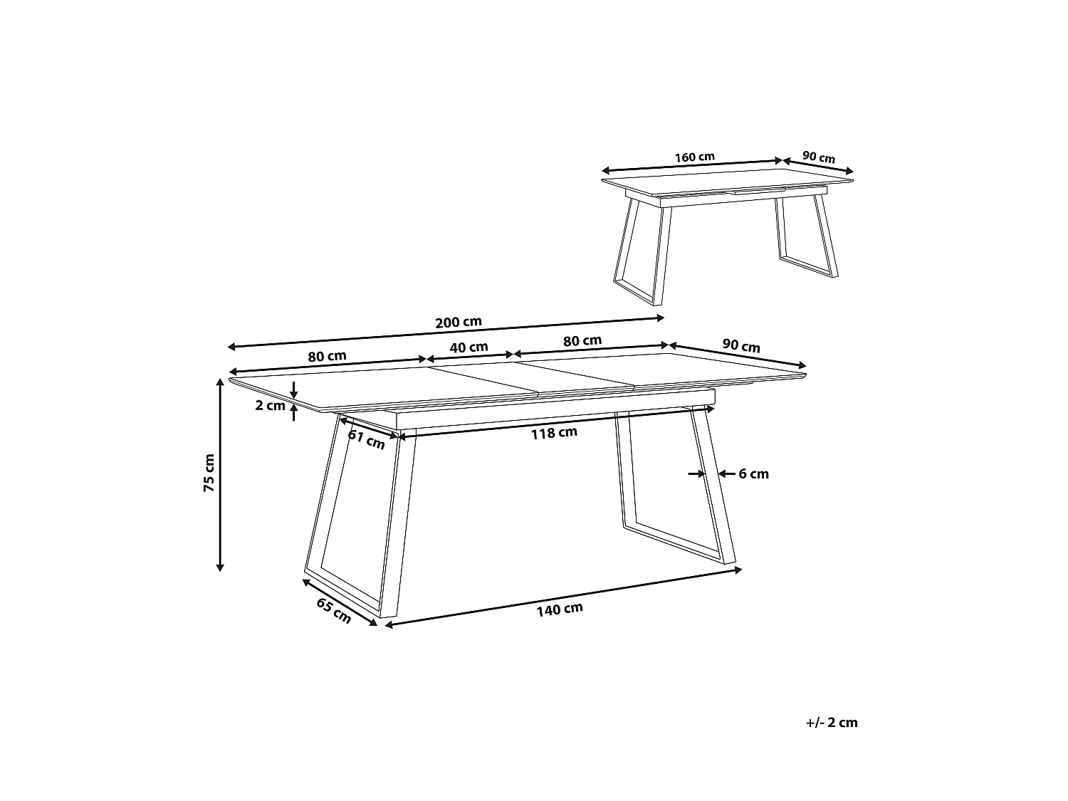 Tavolo da pranzo estensibile KALUNA Bianco 160/200 cm 90 cm