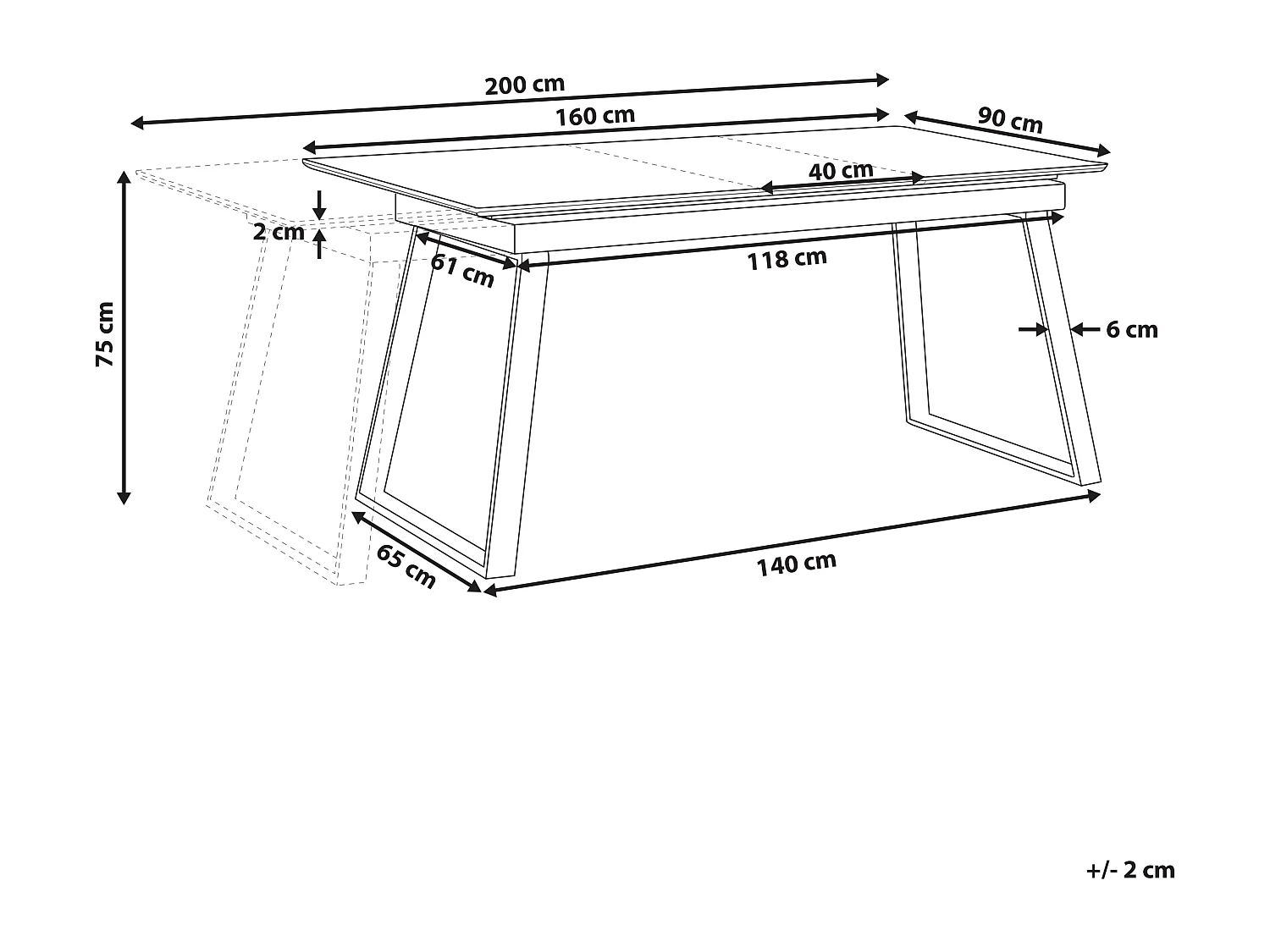 Mesa de comedor extensible KALUNA Blanco 160/200 cm 90 cm