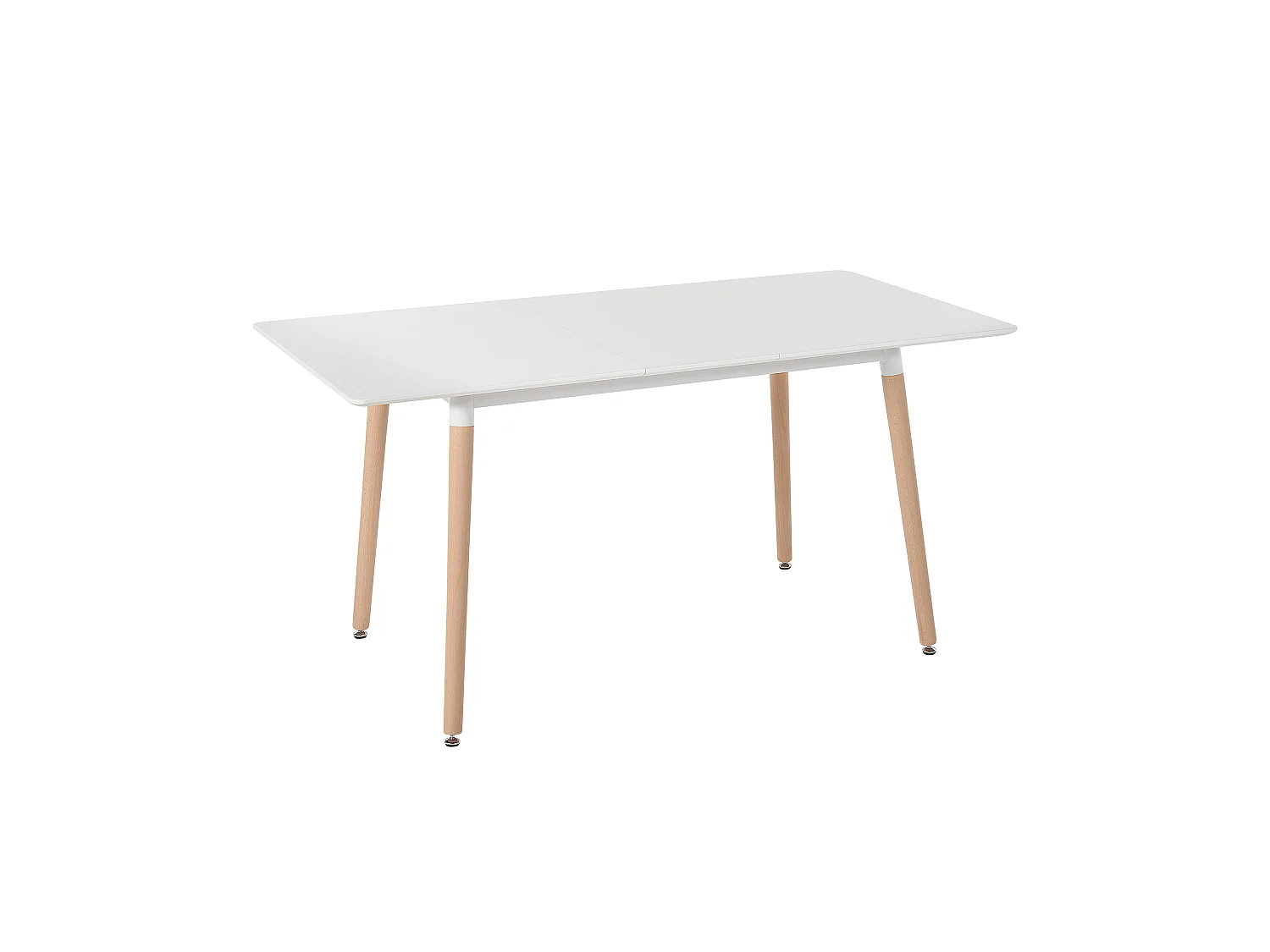 Esstisch weiß 120/150 x 80 cm ausziehbar helle Buchenholzbeine modern Mirabel