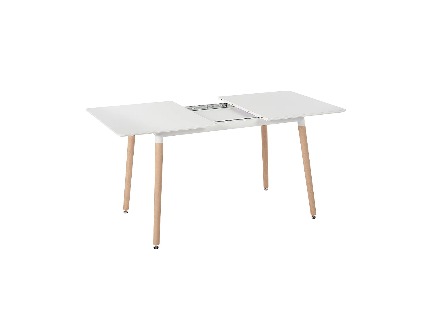 Esstisch weiß 120/150 x 80 cm ausziehbar helle Buchenholzbeine modern Mirabel