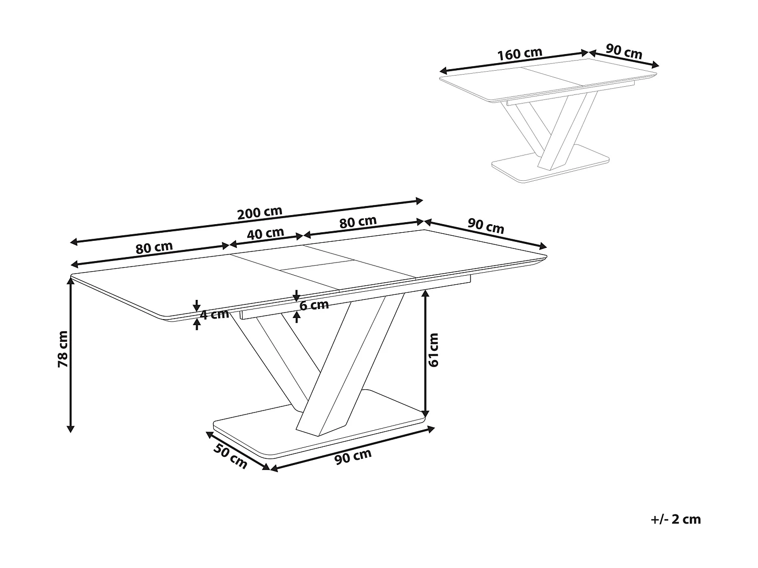 Table de salle à manger extensible SALTUM Blanc 160/200 cm 90 cm