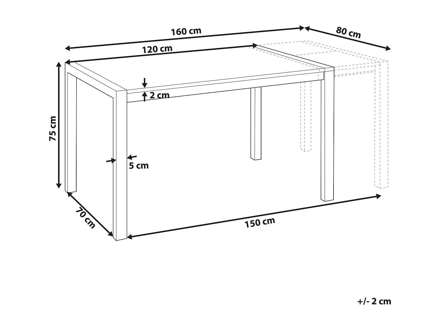 Mesa de jantar extensível GRANADA Preto 120/160 cm 80 cm