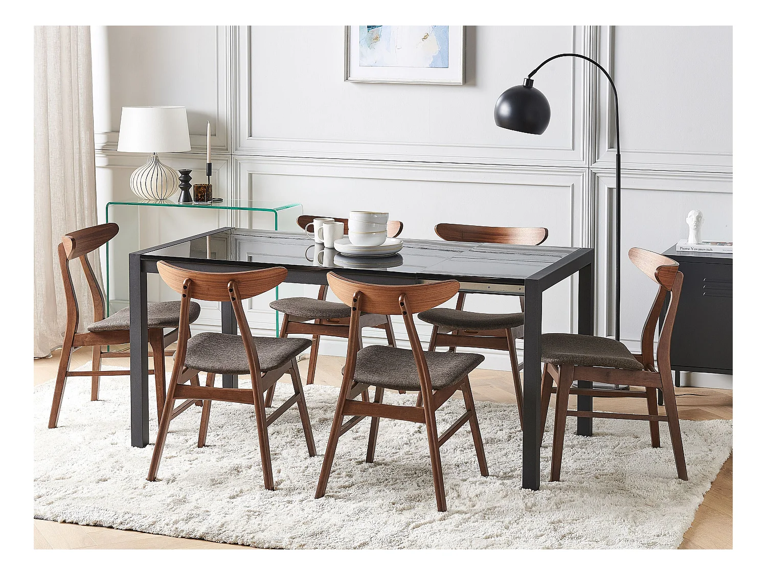 Table de salle à manger extensible GRANADA Noir 120/160 cm 80 cm