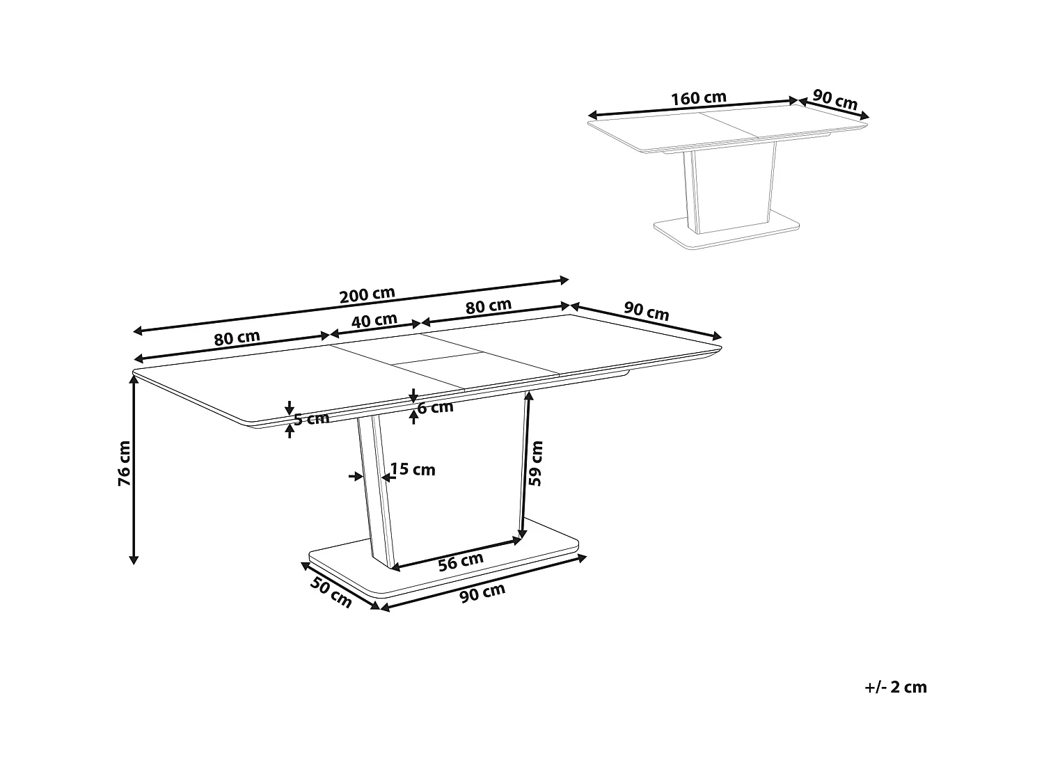 Tavolo da pranzo estensibile SUNDS Bianco 160/200 cm 90 cm