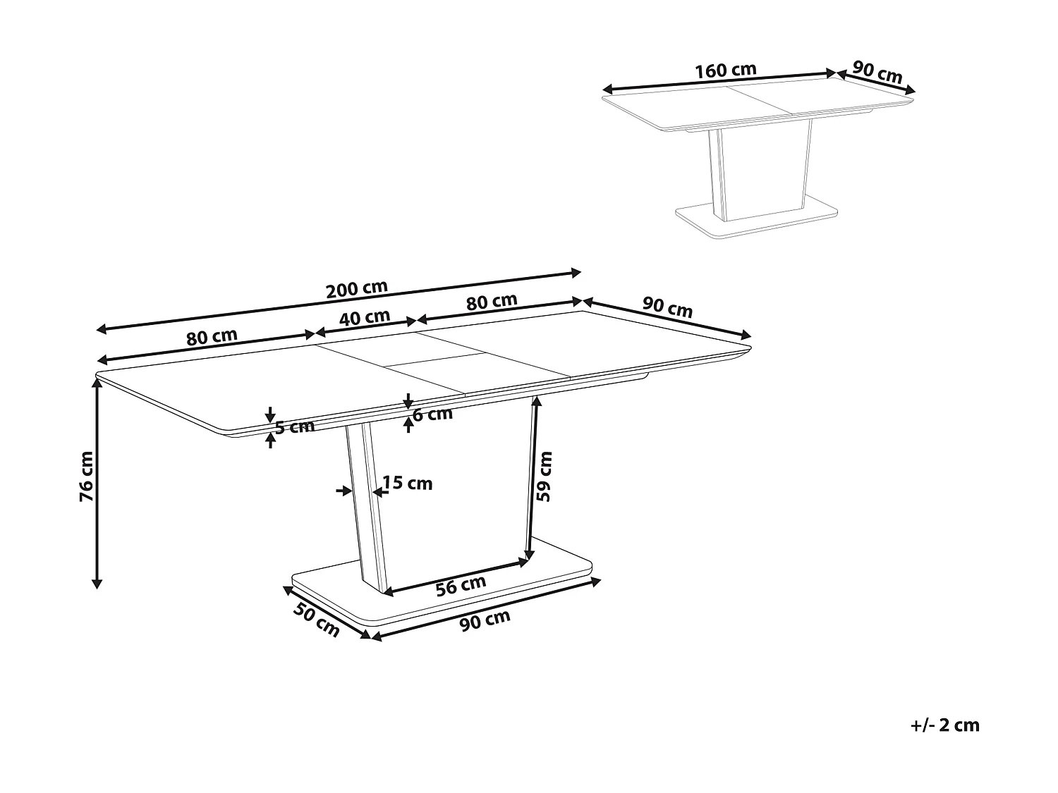 Tavolo da pranzo estensibile SUNDS Bianco 160/200 cm 90 cm