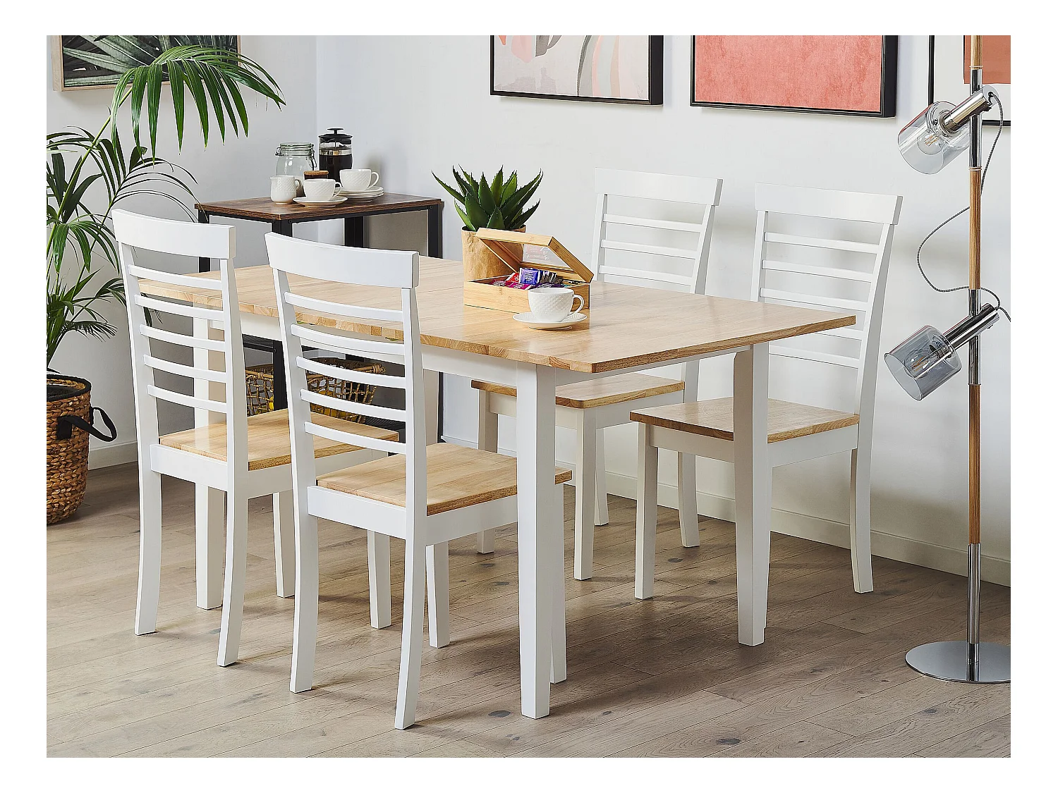 Table de salle à manger extensible HOUSTON Marron/blanc 120/150 cm 80 cm Bois