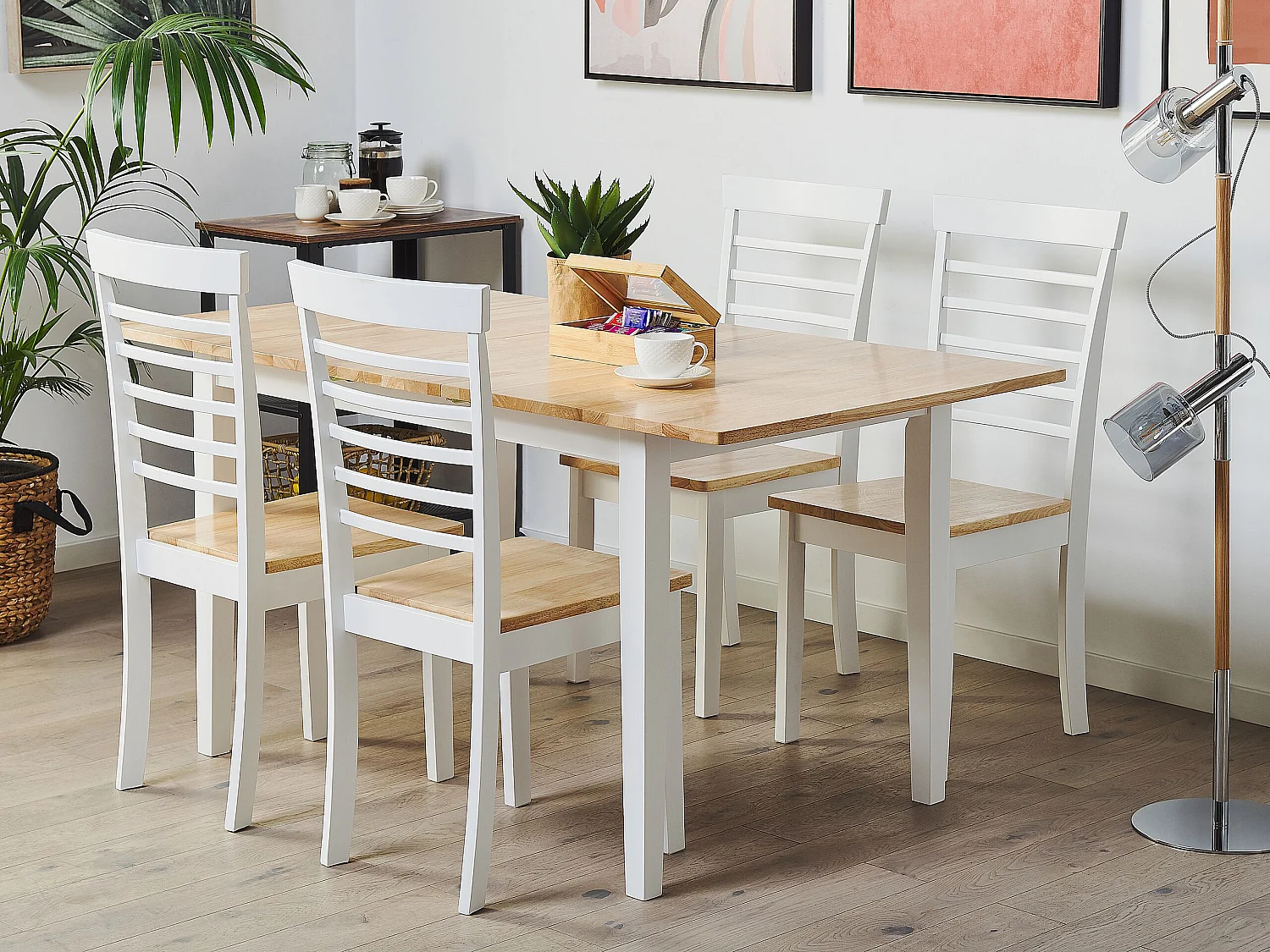 Eettafel uitschuifbaar HOUSTON Bruin/wit 120/150 cm 80 cm Hout