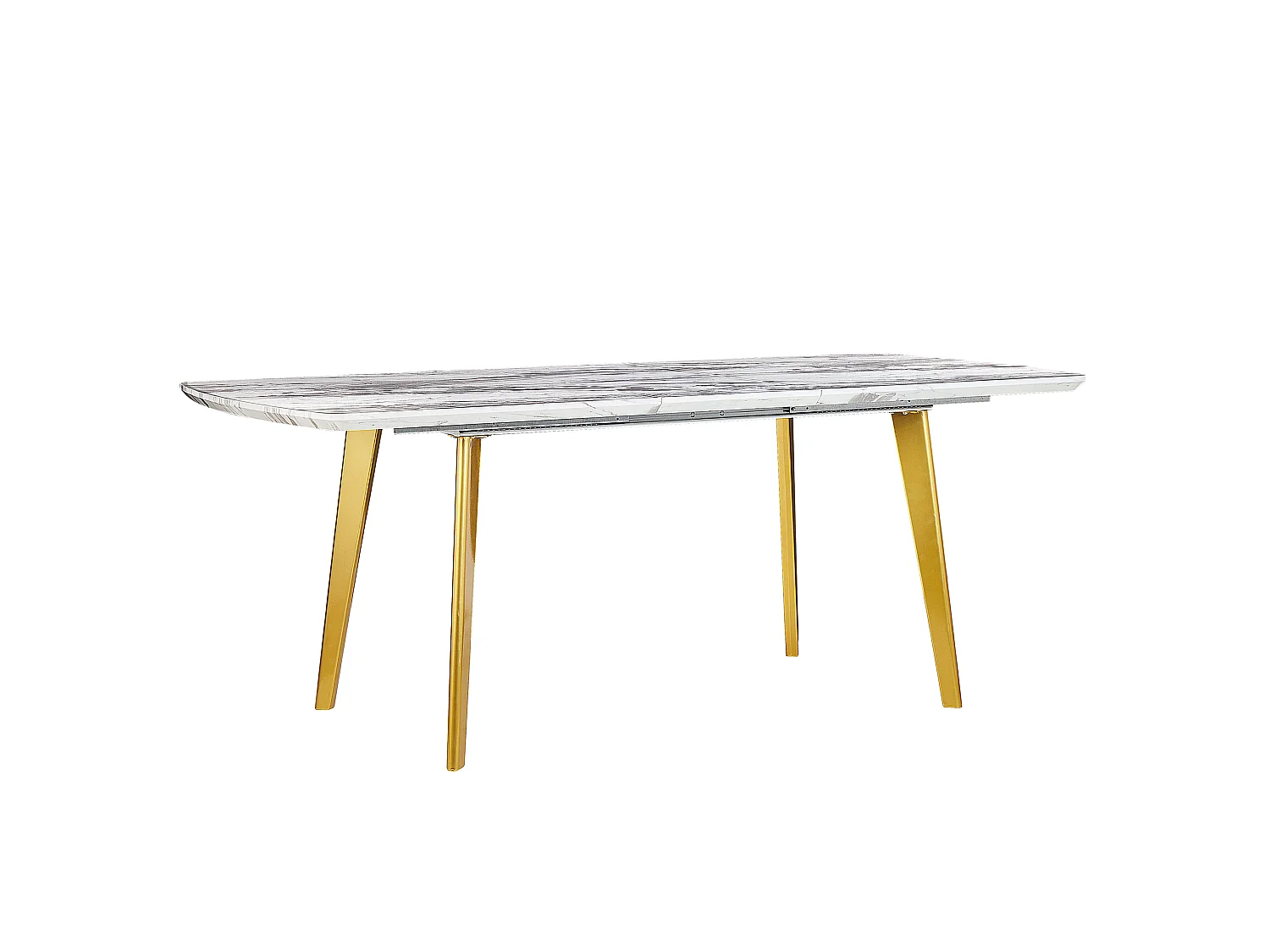 Table de salle à manger extensible MOSBY Marbre/doré 160/200 cm 90 cm