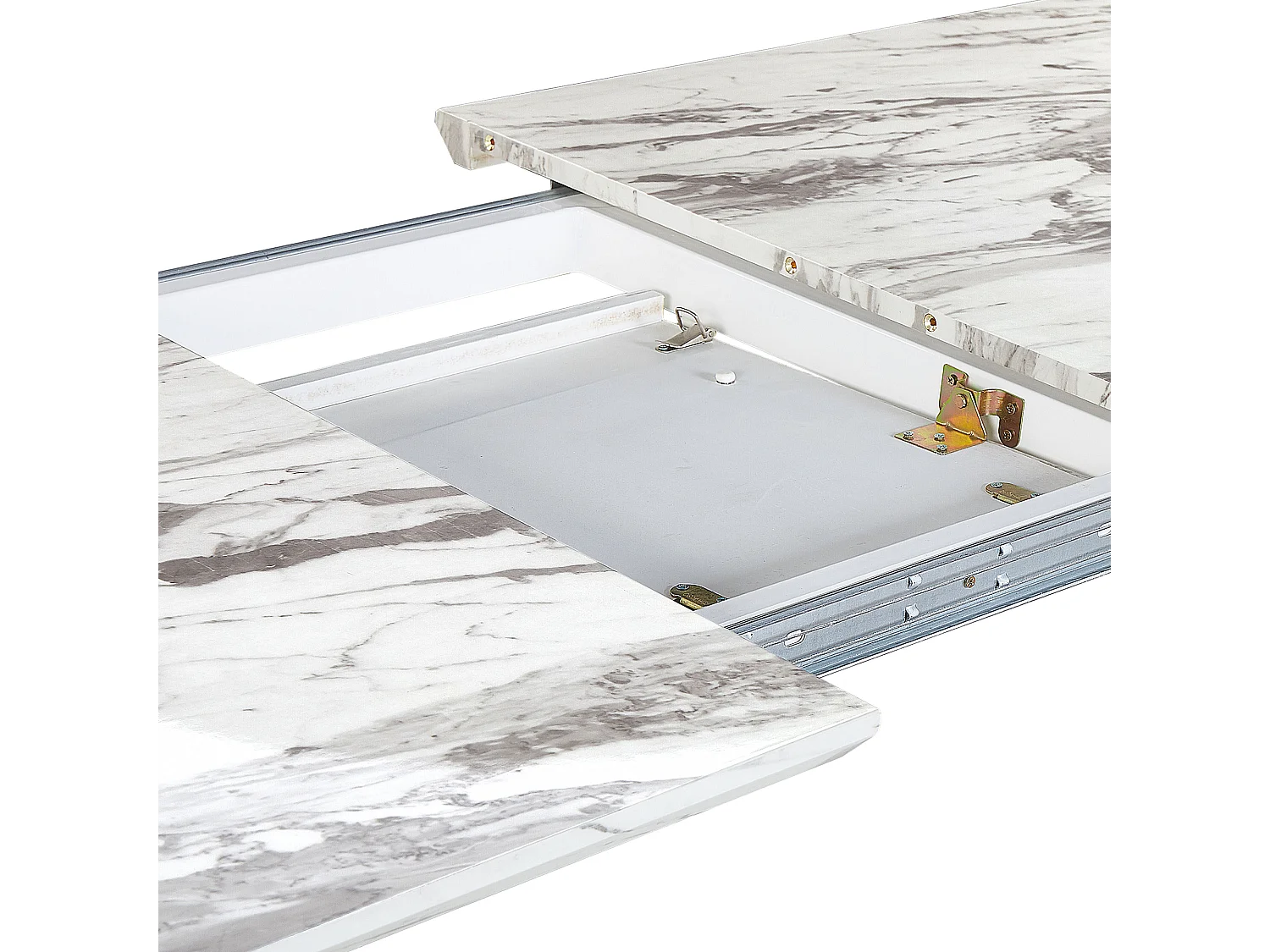 Table de salle à manger extensible MOSBY Marbre/doré 160/200 cm 90 cm