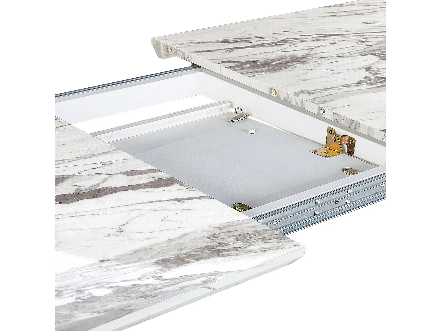 Table de salle à manger extensible MOSBY Marbre/doré 160/200 cm 90 cm