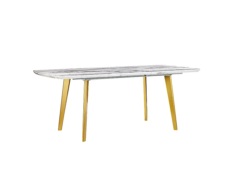 Table de salle à manger extensible MOSBY Marbre/doré 160/200 cm 90 cm