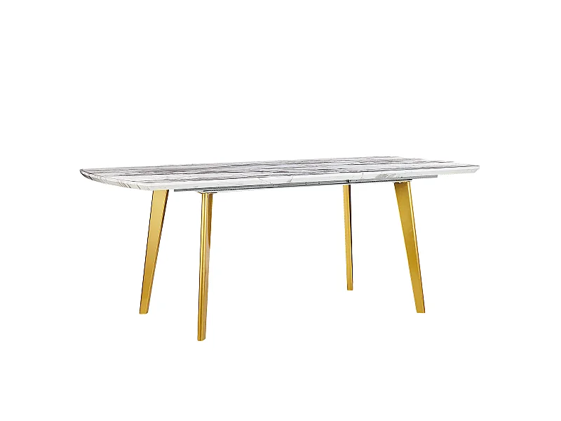 Eettafel uitschuifbaar MOSBY Wit/goud 160/200 cm 90 cm