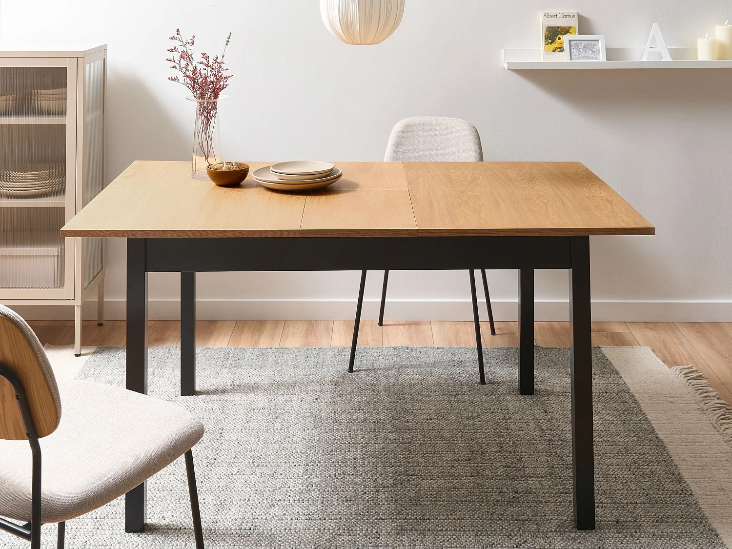 Eettafel uitschuifbaar HOUSTON Bruin/zwart 120/150 cm 80 cm Hout