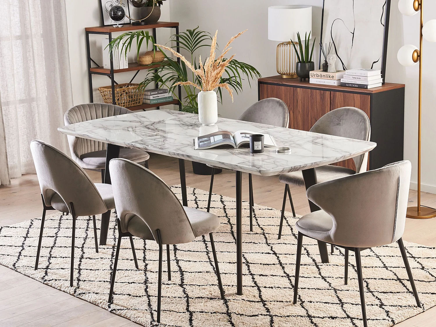 Tavolo da pranzo estensibile MOSBY Nero/ Bianco 160/200 cm 90 cm