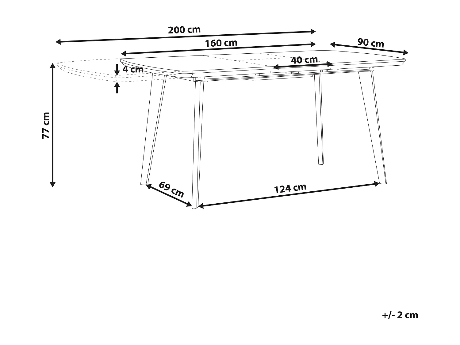 Tavolo da pranzo estensibile MOSBY Nero/ Bianco 160/200 cm 90 cm