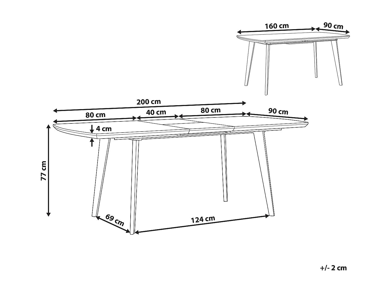 Tavolo da pranzo estensibile MOSBY Nero/ Bianco 160/200 cm 90 cm