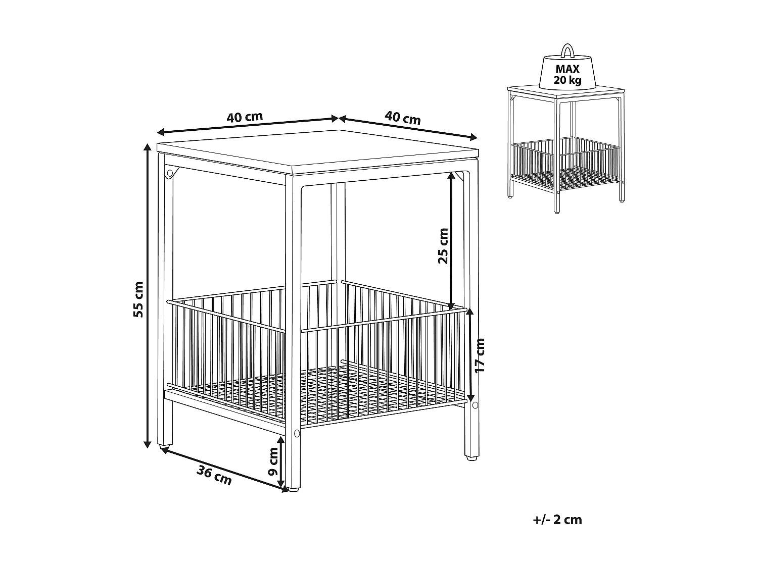 Stolik pomocniczy KENNER Ciemnobrązowy