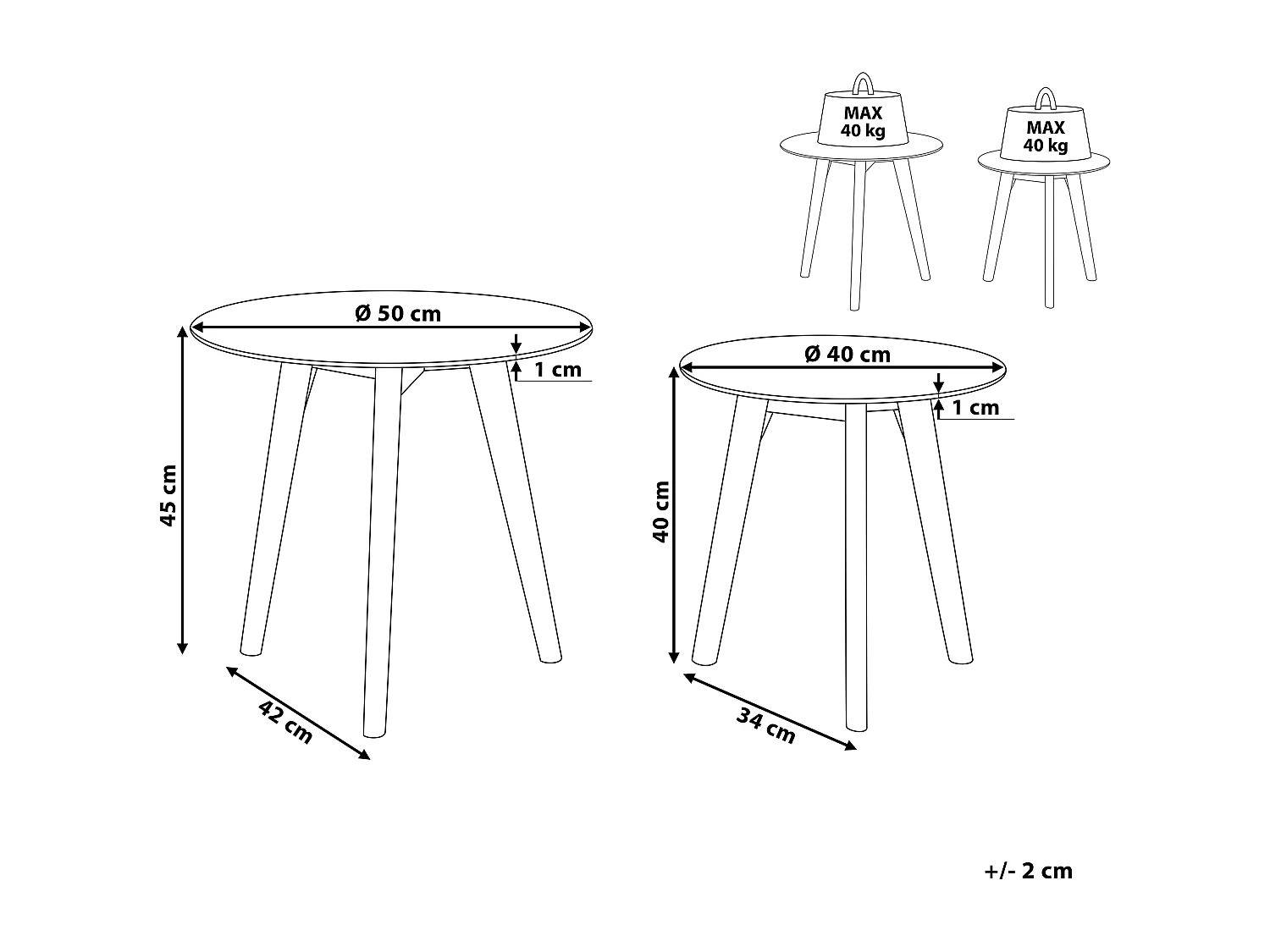 Stilvolles Couchtischset 2 Stücke Glas / Holz transparent / hellbraun Missouri