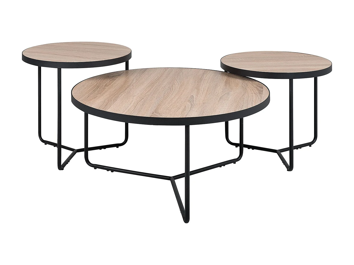 Lot de 3 tables basses MELODY Marron clair