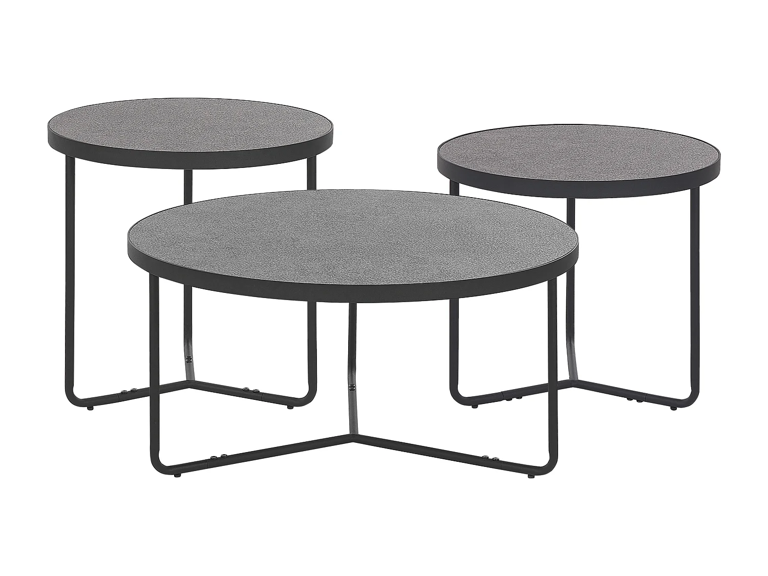 Lot de 3 tables basses MELODY Effet béton gris