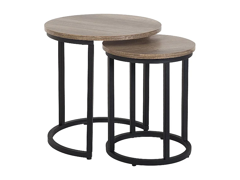 Lot de 2 tables d'appoint DIXIE Marron