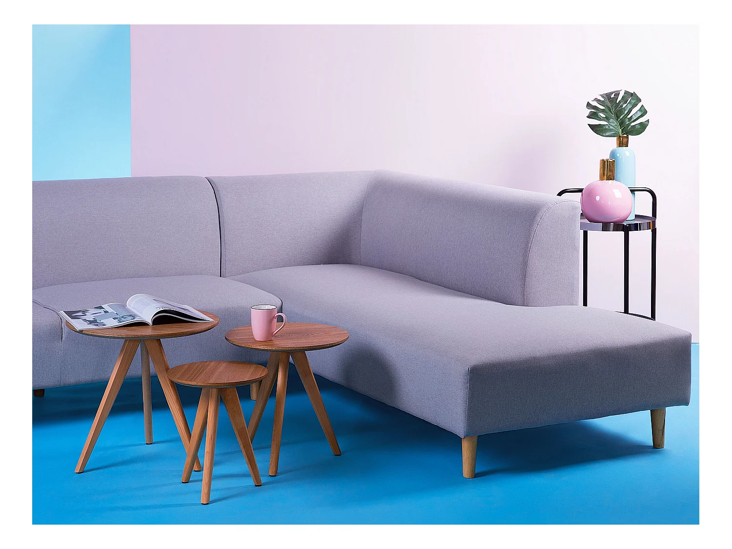 Couchtisch heller Holzfarbton Modernes 3er Set Kaffeetisch Vegas