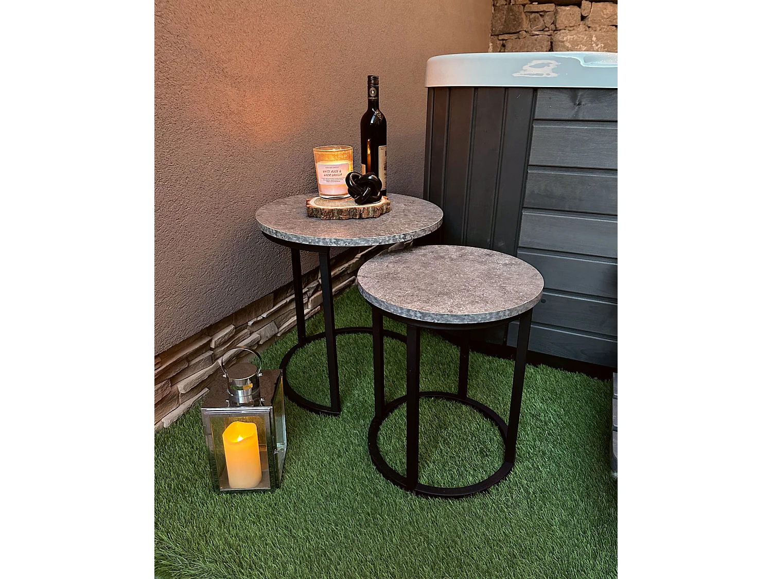 Set di 2 tavolini DIXIE Grigio effetto cemento