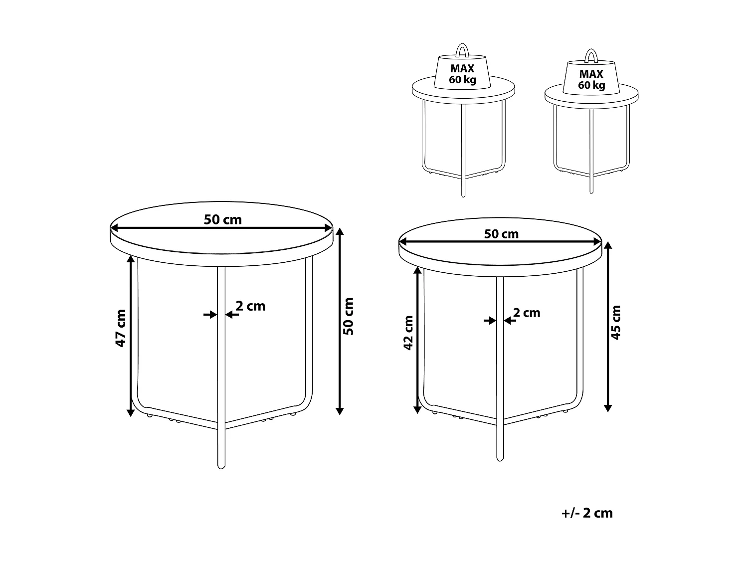 Modernes und elegantes Couchtisch 2er Set: klein und mittelgroß Melody
