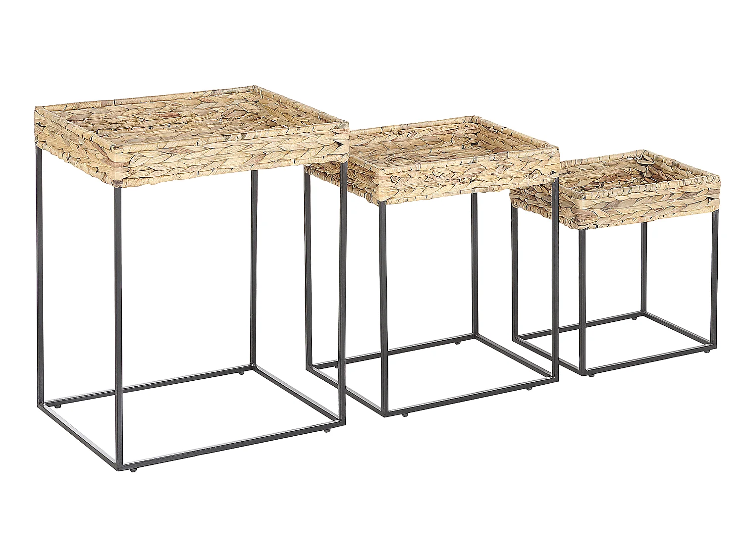 Lot de 3 tables appoint couleur bois clair / noir HAWI