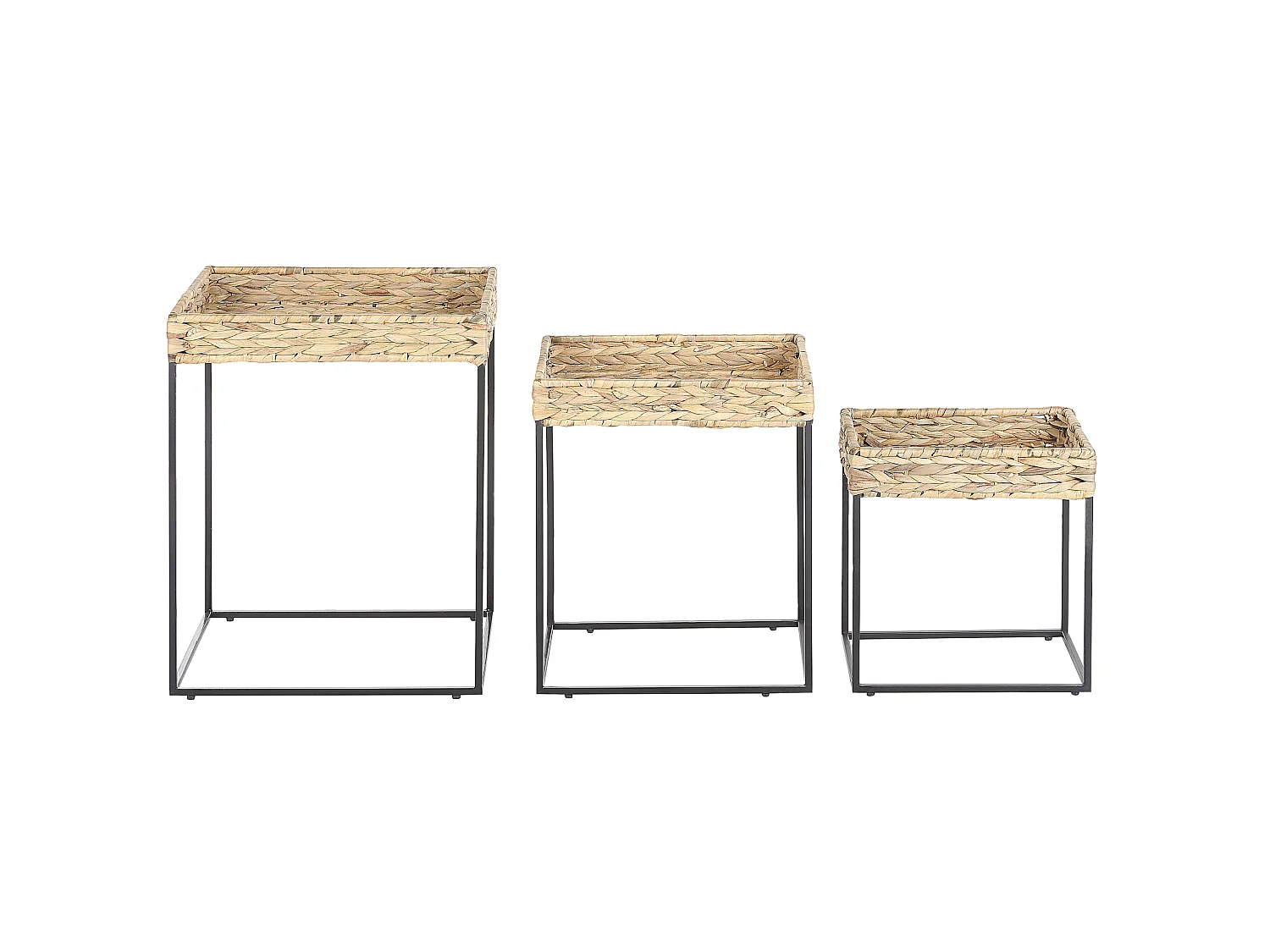 Lot de 3 tables appoint couleur bois clair / noir HAWI