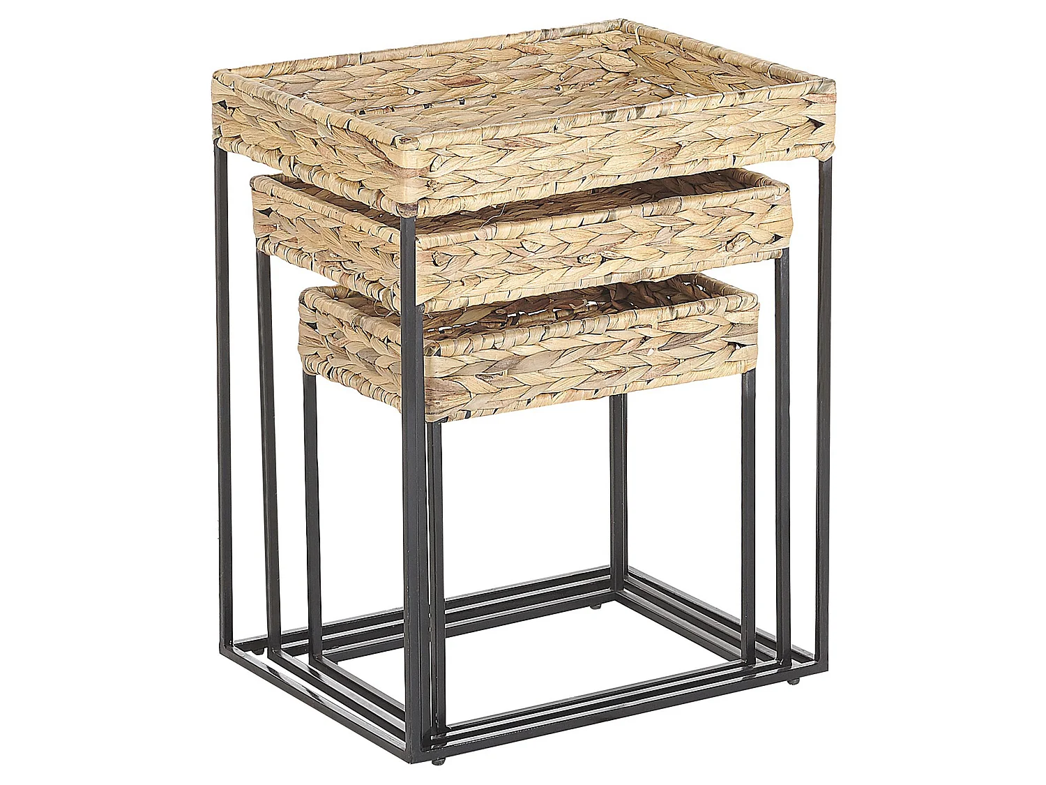 Lot de 3 tables appoint couleur bois clair / noir HAWI