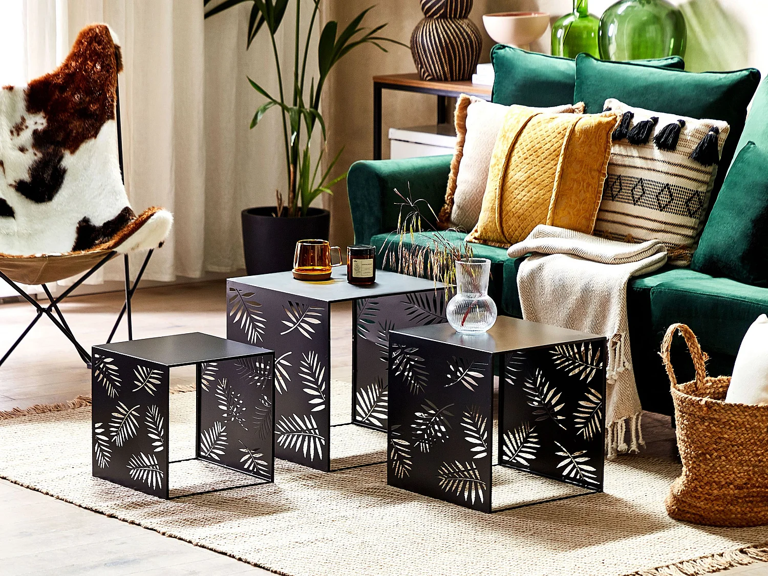 Lot de 3 tables basses WALDO Métal Noir