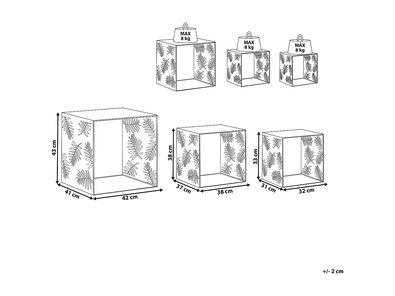 Set van 3 salontafels WALDO Metaal Zwart