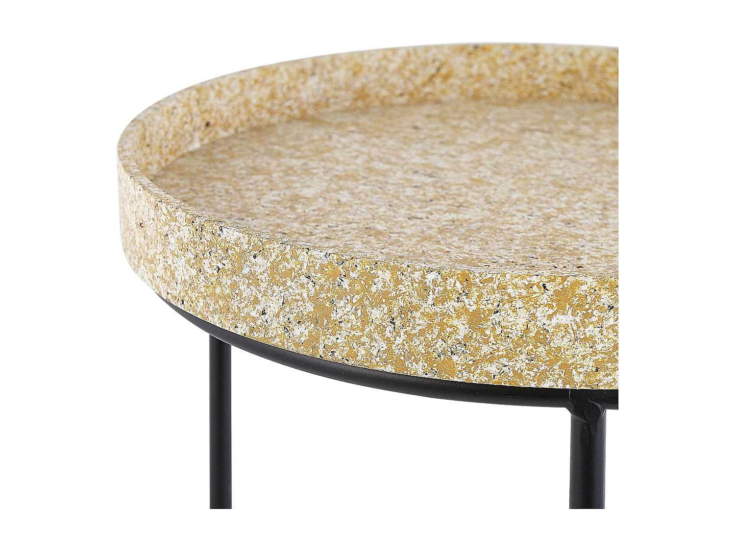 Beistelltisch rund Stein Optik Granit Metall im 3er Set Industrie Stil Texon