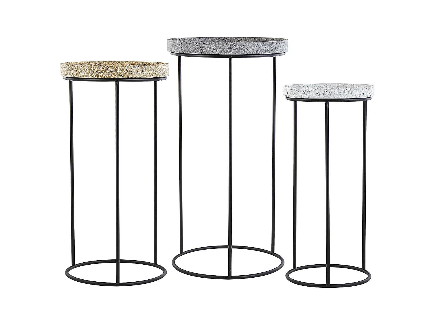 Lot de 3 tables d'appoint TEXON Noir