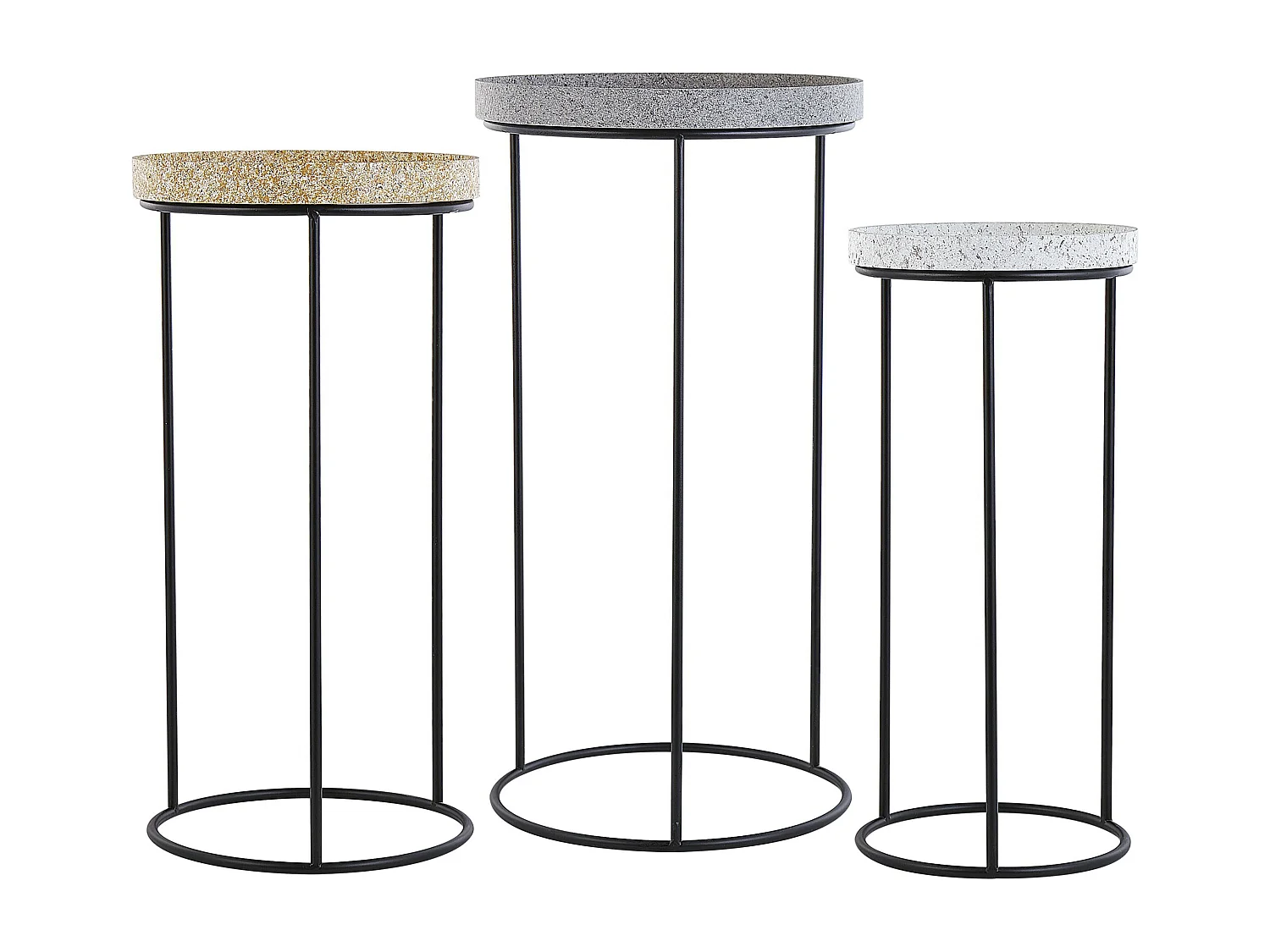 Lot de 3 tables d'appoint TEXON Noir