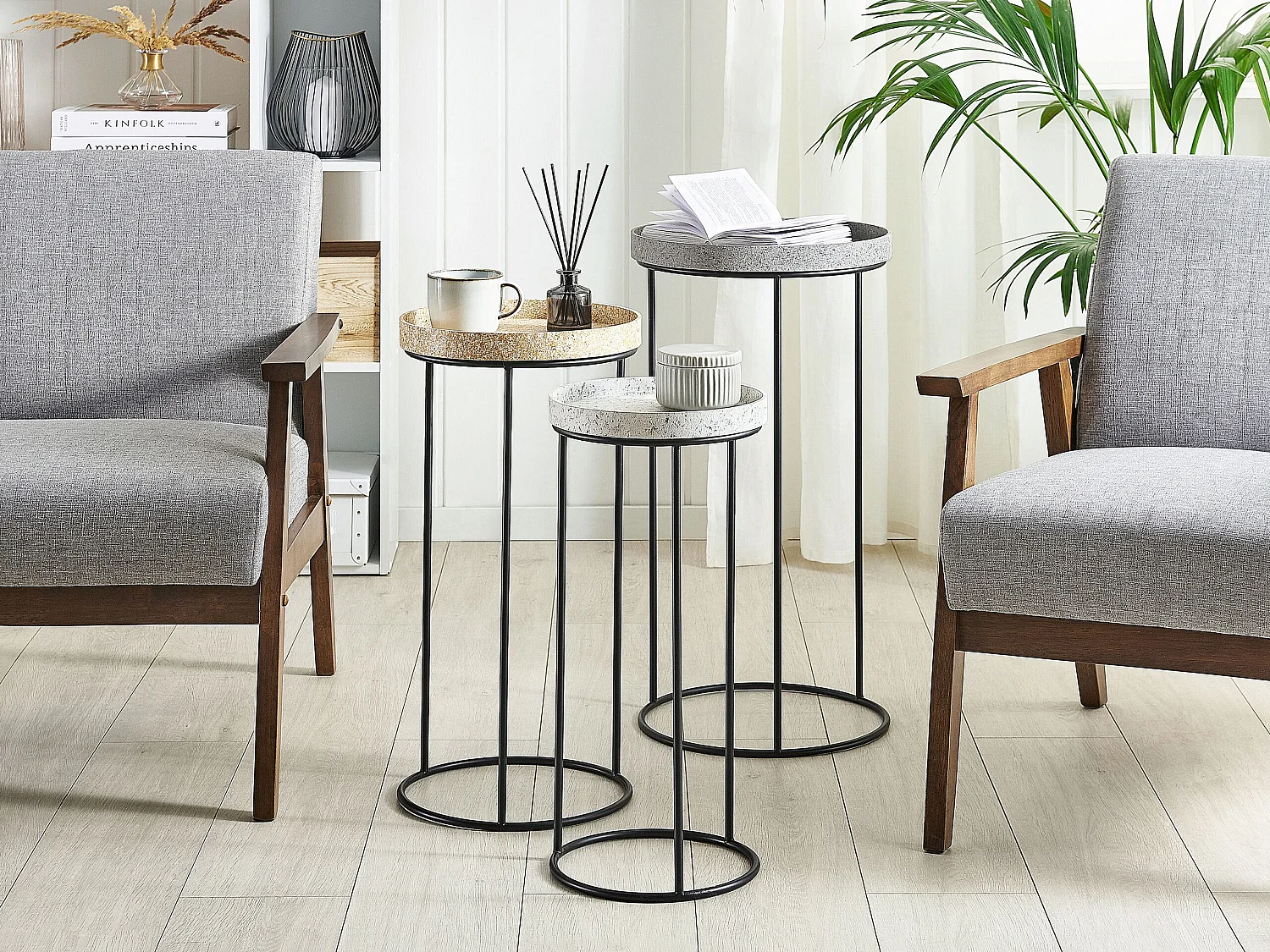 Lot de 3 tables d'appoint TEXON Noir