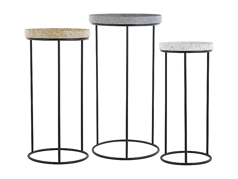 Conjunto de 3 mesas de apoio TEXON Preto